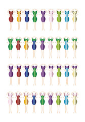 Vestidos de diferentes colores en maniquís.