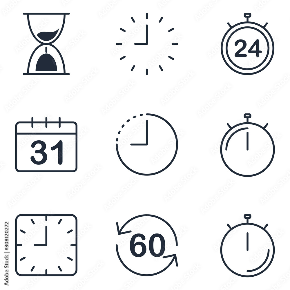 Leinwandbilder time set icon template color editable. time management pack symbol vector sign isolated on white bac