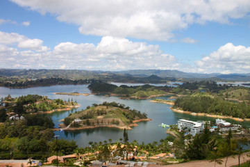 Landscape of the dam that flooded Guatape