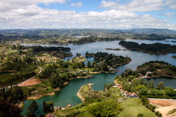Fototapeta na wymiar View over of Guatape dam. Colombia