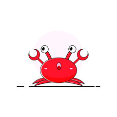 Vector illustration of a cute cartoon crab character with expressions suitable for the mascot icon and logo