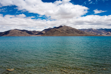 Ladakh, India - Aug 07 2019 - Beautiful scenic view from Maan Village near Pangong Lake in Ladakh, Jammu and Kashmir, India.