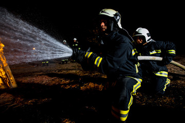 Fototapeta premium Fire department at an emergency scene
