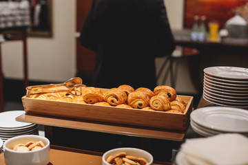 Set of coffee break in the hotel during conference meeting, with tea and coffee catering