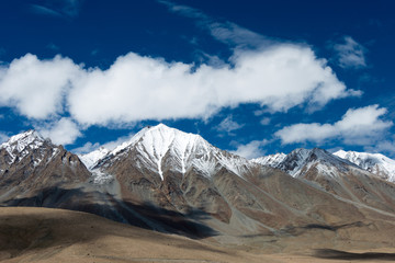 Fototapeta premium Ladakh, India - Aug 07 2019 - Beautiful scenic view from Maan Village near Pangong Lake in Ladakh, Jammu and Kashmir, India.