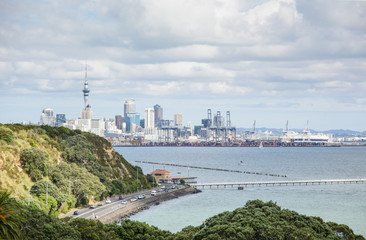 View to Tamaki drive and Auckland skyline
