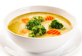  Vegetable soup on white background 