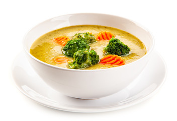  Vegetable soup on white background 