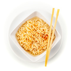 Broth - chicken soup on white background