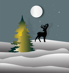 MobileDeer stands in the winter forest, vector
