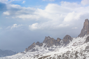 View of stone range in Dolomites
