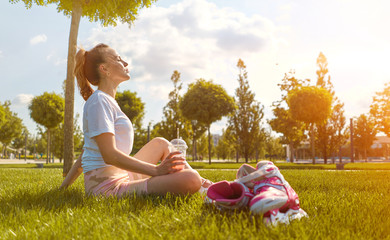girl roller skating in the Park