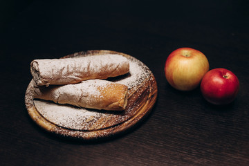 Pie with apple on the table