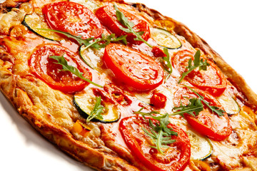 Margherita pizza on white background