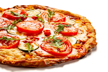 Margherita pizza on white background