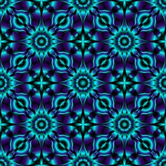 Seamless endless repeating multicolored bright ornament of blue shades