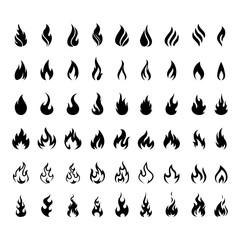 flame icons. Flame logo, fire icon. Vector set of icons for fire. - obrazy, fototapety, plakaty