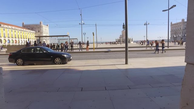lisbon downtown square terreiro do pa&ccedil;o pra&ccedil;a do comercio Portugal 4k