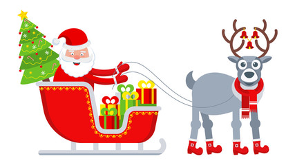 Funny happy Santa Claus. Celebration of Merry Christmas