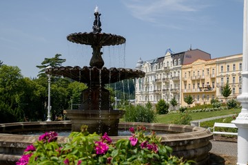 Fototapeta na wymiar Goethe square - summer time in Marianske Lazne (Marienbad)