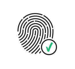 Fingerprint approved icon. State autification. Vector.