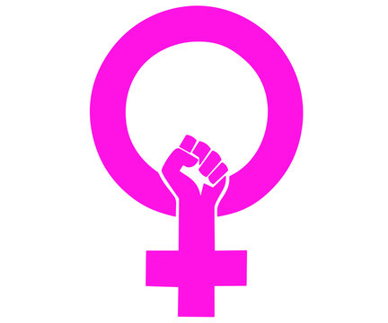 Feminism symbol depicting a raised hand and fist clenched in a circle