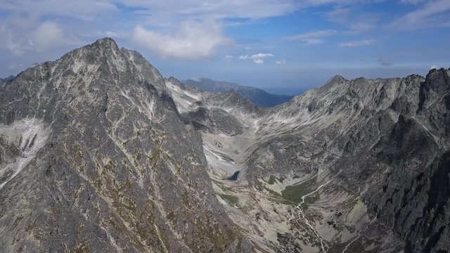 Aerial view of Gerlachov Peak (Gerlachovsky stit) and High Tatras mountains, Slovakia