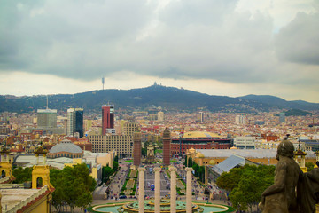 Panoramic top view of Barcelona, Catalonia, Spain	