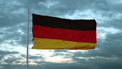 National flag of Federal Republic of Germany flying in the wind, 3d illustration