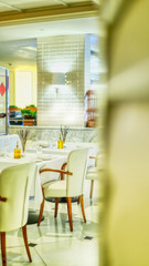 generic restaurant like elegant contemporary dining place in white interior theme