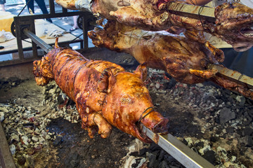Pigs on a spit