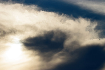 Sunset clouds closeup on evening sky