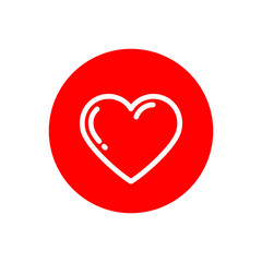 Heart icon in red circle, on white background, vector image.