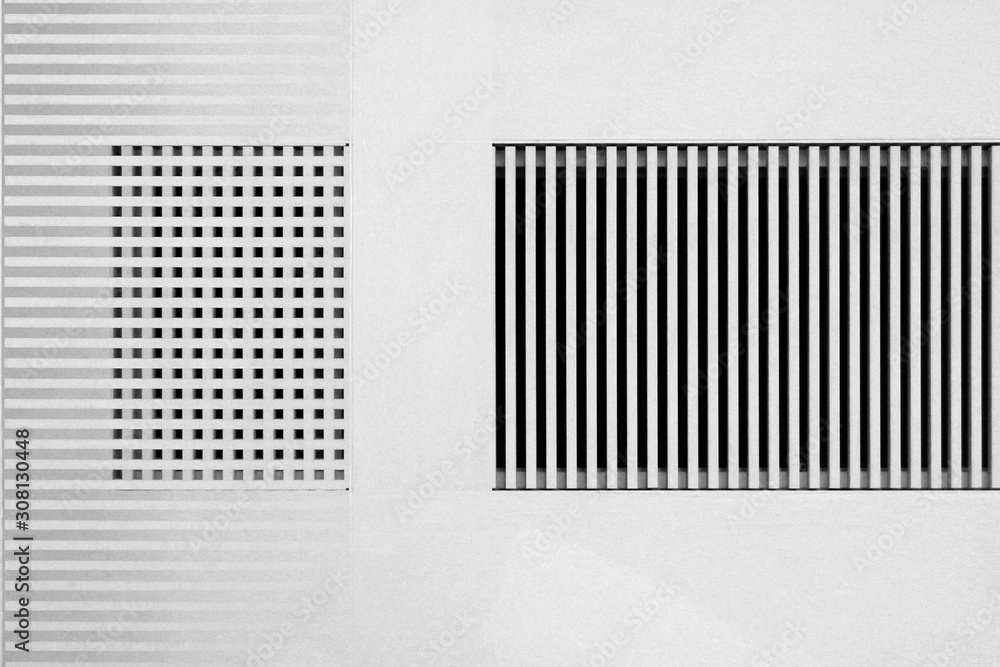 Poster lath structures of slots and cells. stripes and checkers pattern in shades of gray. interior design 