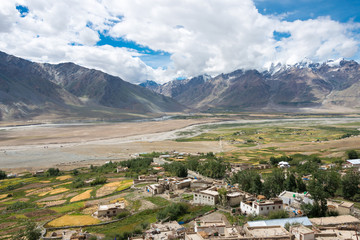 Fototapeta na wymiar Zanskar, India - Aug 15 2019 - Beautiful scenic view from Kursha Monastery in Zanskar, Ladakh, Jammu and Kashmir, India.