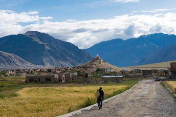 Fototapeta na wymiar Zanskar, India - Aug 15 2019 - Beautiful scenic view from Between Padum and Karsha in Zanskar, Ladakh, Jammu and Kashmir, India.