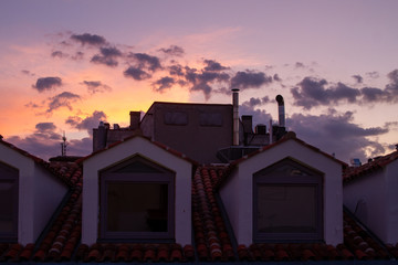 Madrid rooftops at sunset