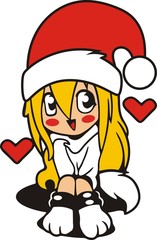 Cat Nurse wearing Santa hat celebrate Christmas