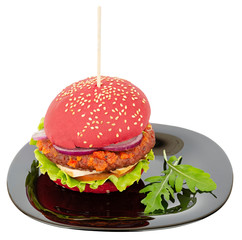 Vegan burger on a plate