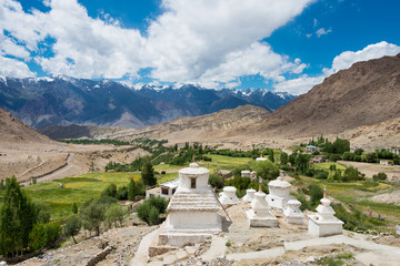 Fototapeta na wymiar Ladakh, India - Aug 20 2019 - Likir Monastery (Likir Gompa) in Ladakh, Jammu and Kashmir, India. The Monastery was Rebuilt in 1065.