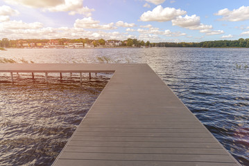 Empty dock in calm lake