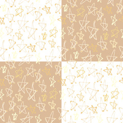 Seamless pattern with stars for Holiday Merry Christmas or New Year on a squared  background - 308135892