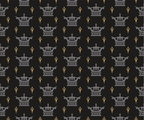 Background image. Colors: silver, black. Seamless pattern in retro style. Vector illustration.