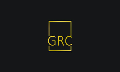 creative simple geometric GRC initial logo template with golden colour for any business or digital cryptocurrency, blockchain, Vector illustration eps 10