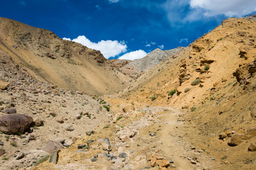 Ladakh, India - Aug 21 2019 - Beautiful scenic view from Between Likir and Yangtang in Sham Valley, Ladakh, Jammu and Kashmir, India.
