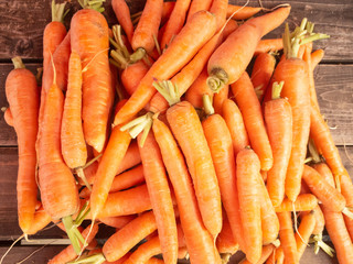 bunch of fresh carrots at the market