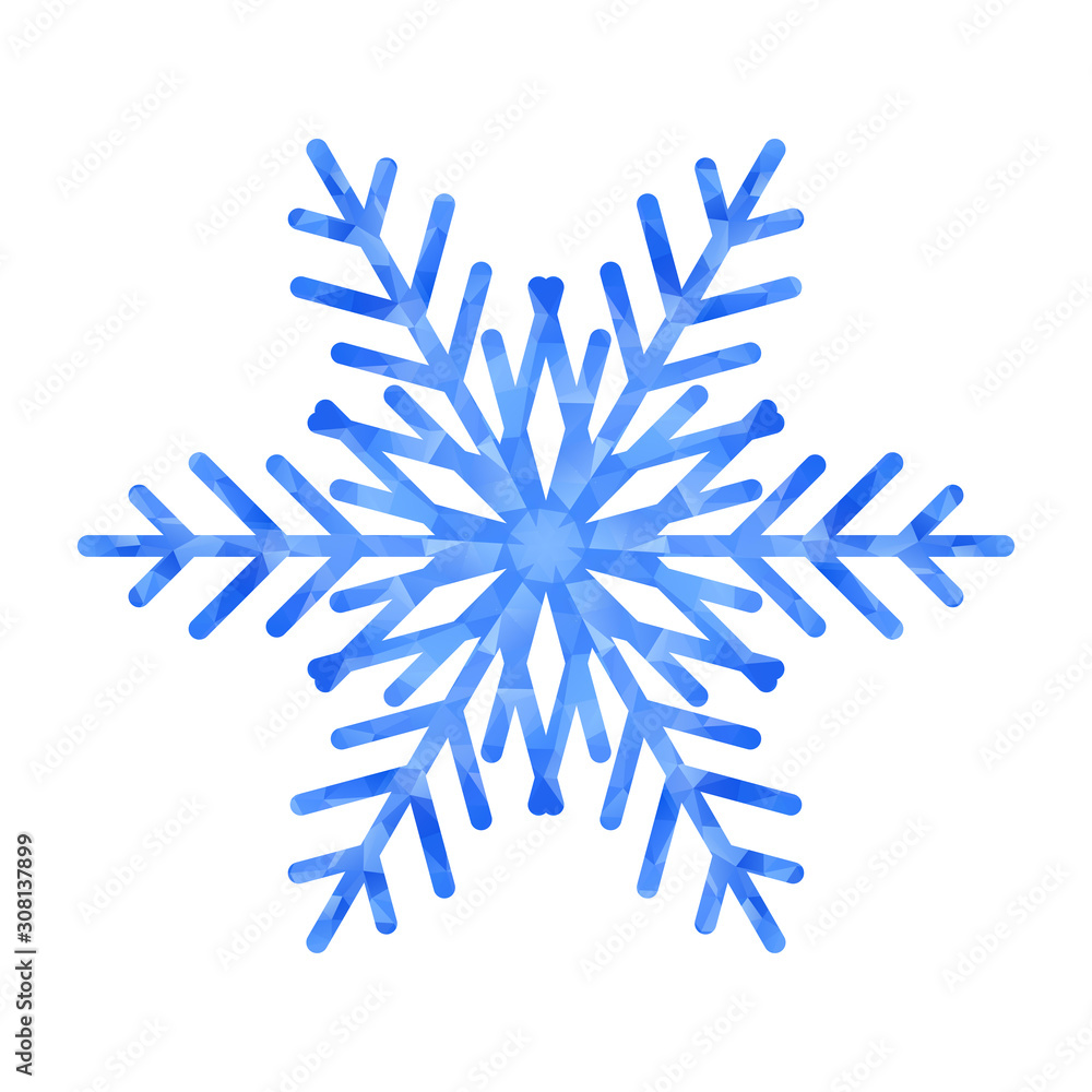 Poster Abstract design template with polygonal snowflake for decoration design. Vector decorative background. Winter symbol. Low poly banner with snowflake on white background for decorative design.