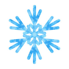 Abstract design template with polygonal snowflake for decoration design. Vector decorative background. Winter symbol. Low poly banner with snowflake on white background for decorative design.