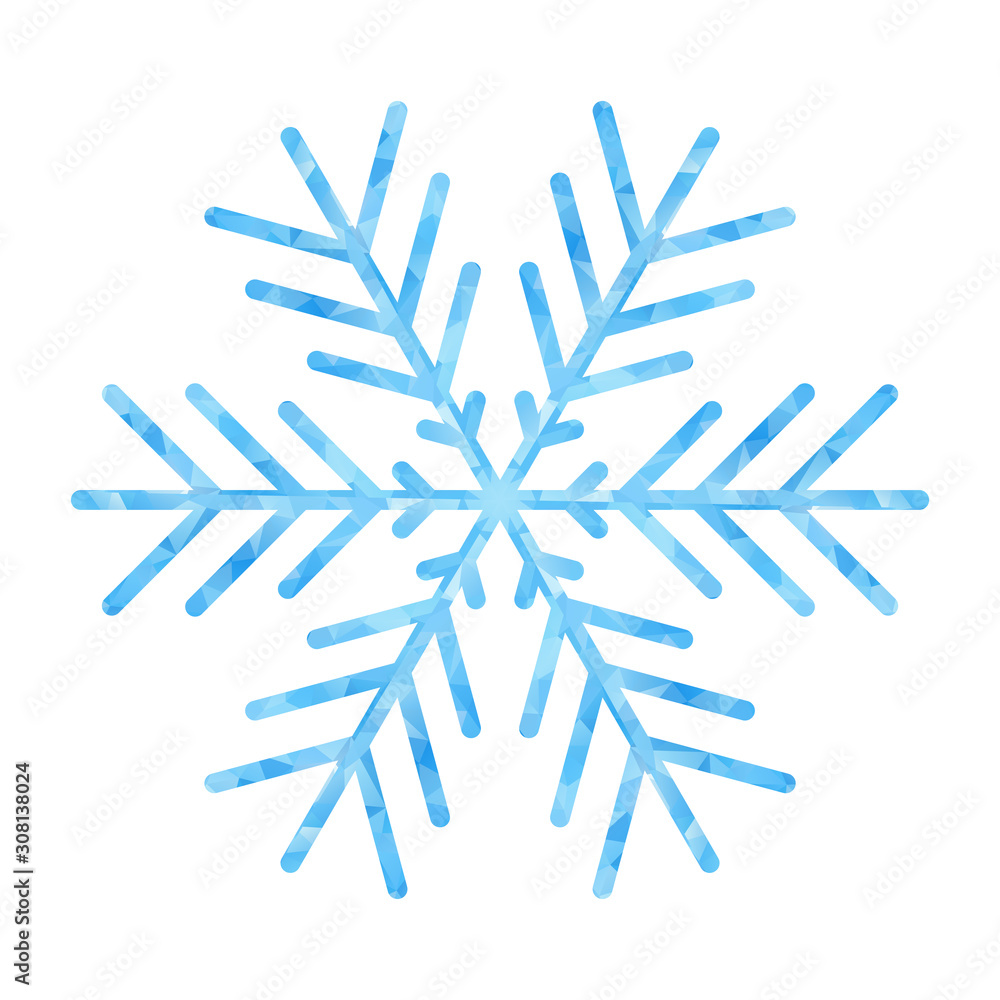 Poster Abstract design template with polygonal snowflake for decoration design. Vector decorative background. Winter symbol. Low poly banner with snowflake on white background for decorative design.