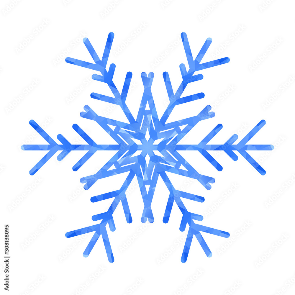 Poster Abstract design template with polygonal snowflake for decoration design. Vector decorative background. Winter symbol. Low poly banner with snowflake on white background for decorative design.